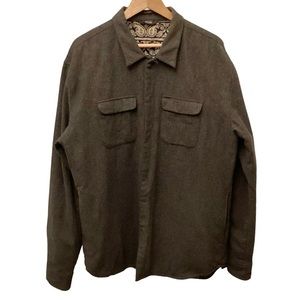 KR3W Krew Shirt Jacket Shacket Wool Blend Snap Front Gray Mens XXL Quilted Lined